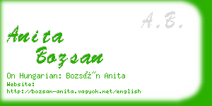 anita bozsan business card